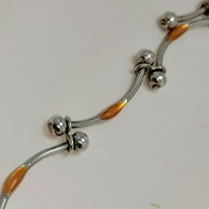 Curved Bar Link Chain with Yellow Epoxy Drops